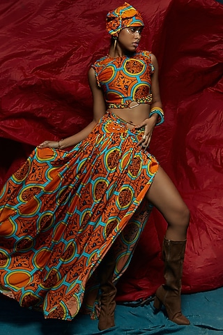 Orange Modal Satin D-Ring Top by Esha L Amin