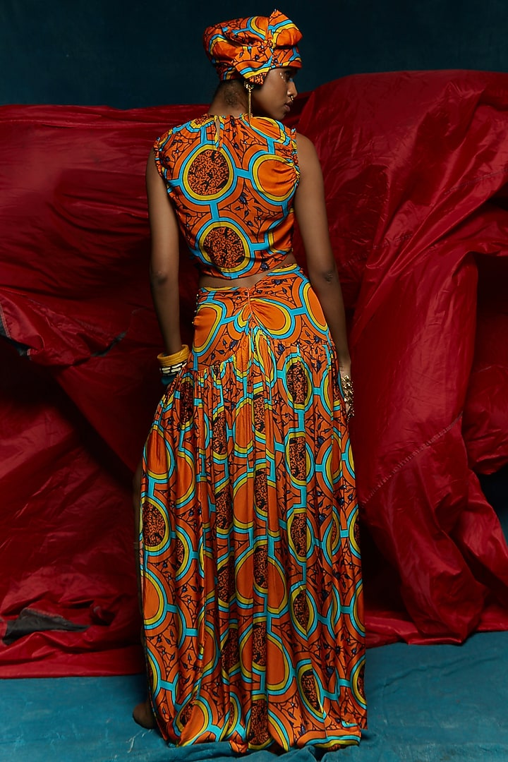 Orange Modal Satin D-Ring Top by Esha L Amin at Pernia's Pop Up Shop