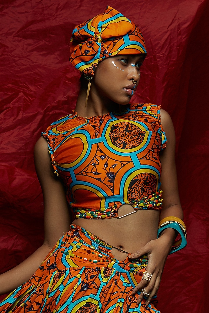 Orange Modal Satin D-Ring Top by Esha L Amin at Pernia's Pop Up Shop