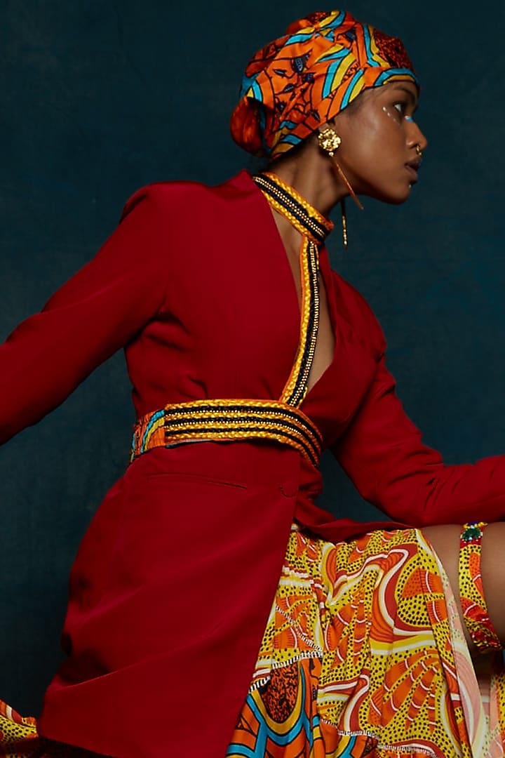 Red Suiting Blazer by Esha L Amin at Pernia's Pop Up Shop