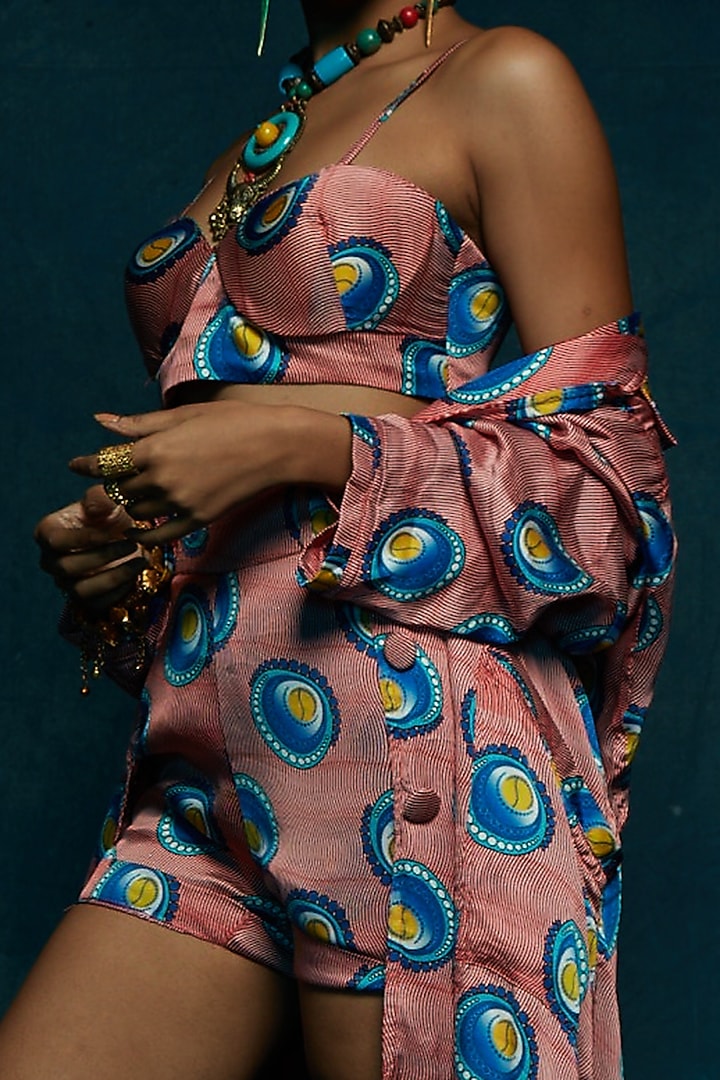 Pink & Blue Printed Shorts by Esha L Amin at Pernia's Pop Up Shop