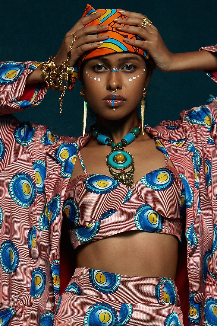 Pink & Blue Printed Top by Esha L Amin at Pernia's Pop Up Shop