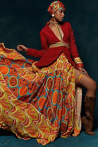 Orange Printed Skirt by Esha L Amin