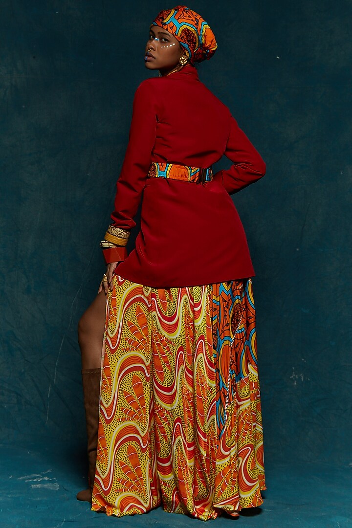 Orange Printed Skirt by Esha L Amin at Pernia's Pop Up Shop
