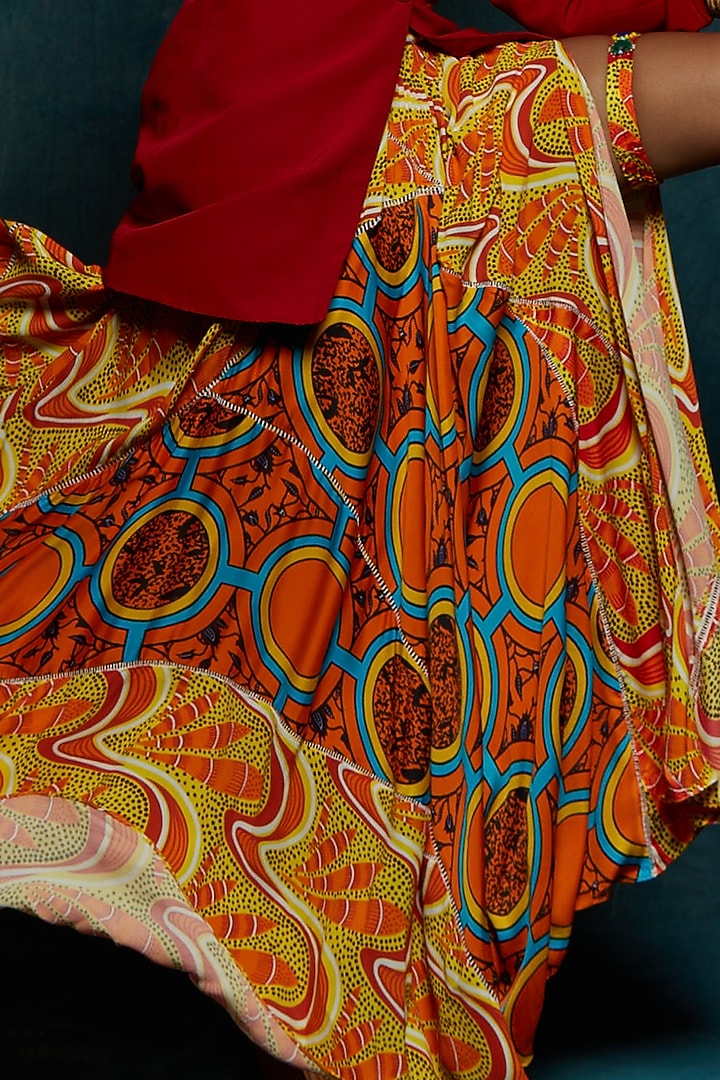 Orange Printed Skirt by Esha L Amin at Pernia's Pop Up Shop