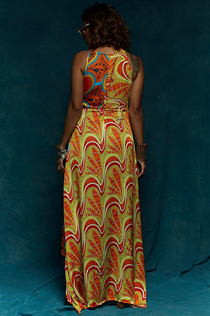 Orange Printed Vacation Dress by Esha L Amin at Pernia's Pop Up Shop