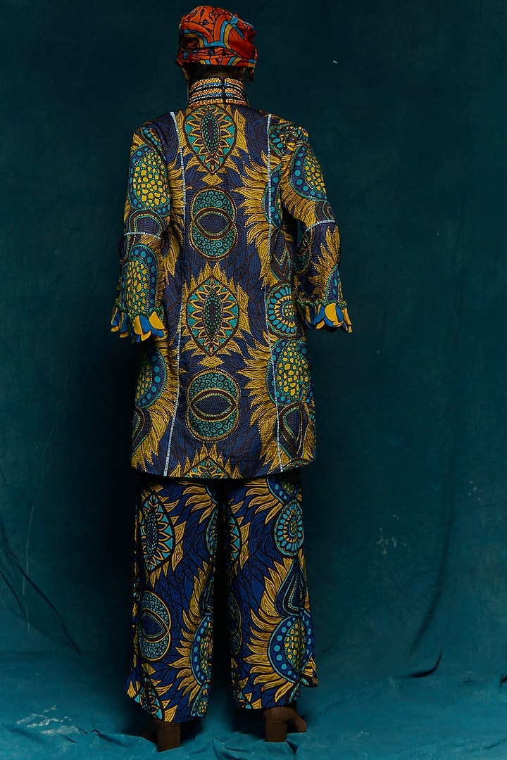 Blue Modal Satin Pants by Esha L Amin at Pernia's Pop Up Shop