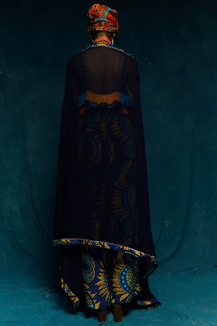 Blue Georgette Cape by Esha L Amin at Pernia's Pop Up Shop
