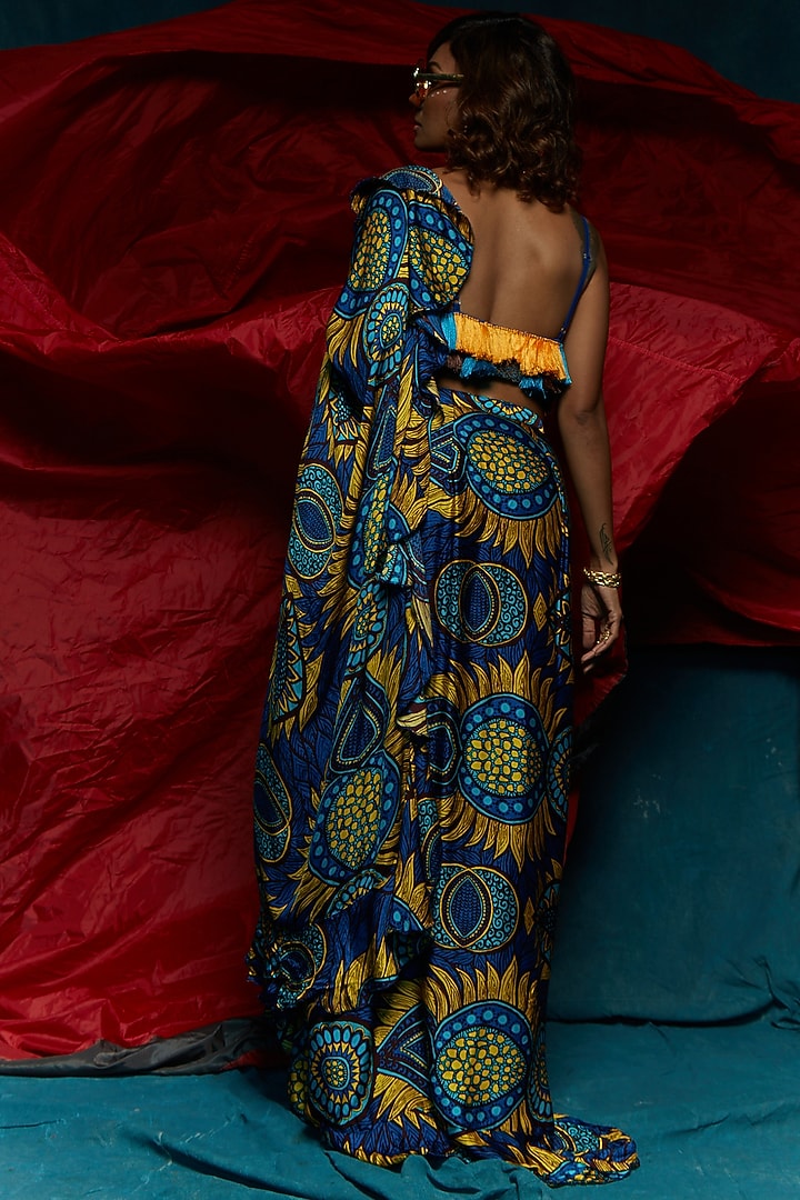 Multi-Colored French Crepe Fringed Cropped Top by Esha L Amin at Pernia's Pop Up Shop