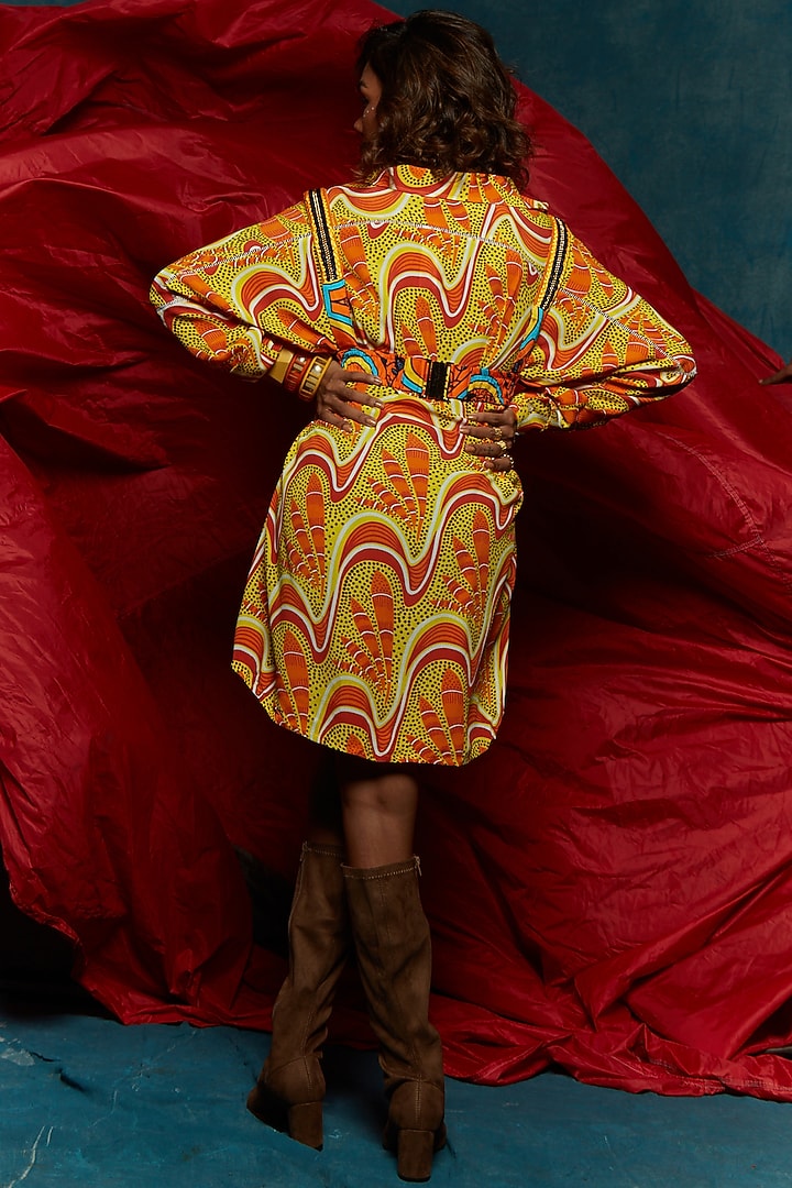 Yellow & Orange Viscose Crepe Shirt by Esha L Amin at Pernia's Pop Up Shop