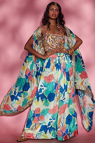 Blue Embroidered Blouse by Esha L Amin