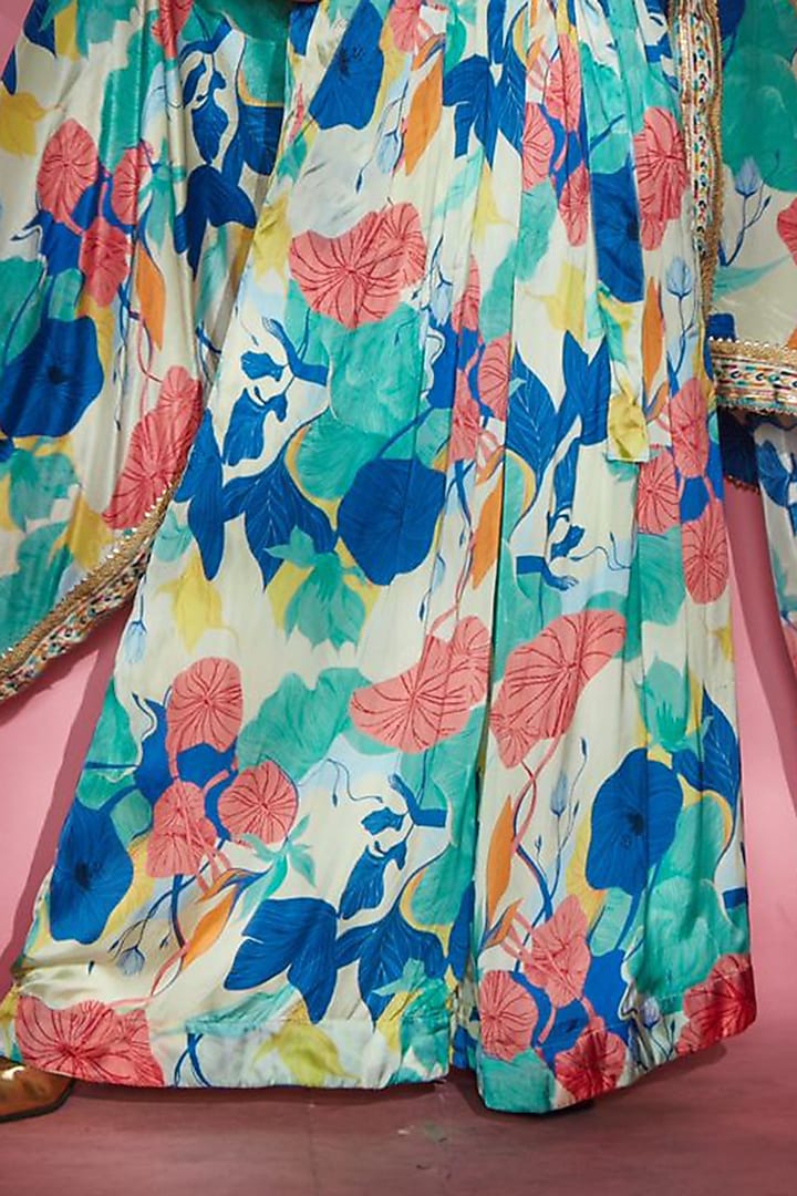 Blue Embroidered Blouse by Esha L Amin at Pernia's Pop Up Shop