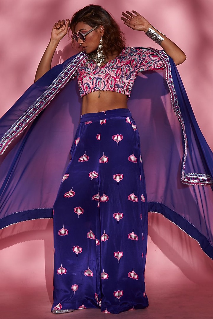 Purple Modal Satin Cape by Esha L Amin at Pernia's Pop Up Shop