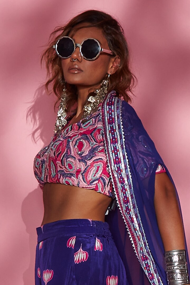 Purple Modal Satin Cape by Esha L Amin at Pernia's Pop Up Shop