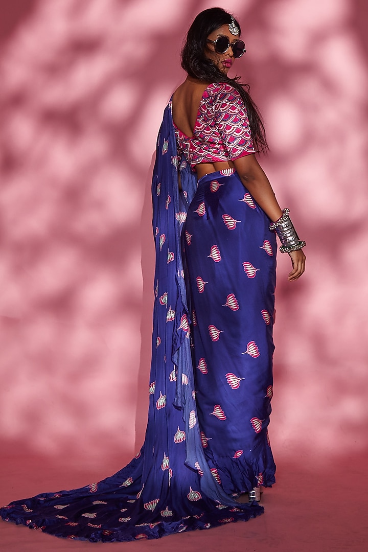 Pink & Purple Crepe Blouse by Esha L Amin at Pernia's Pop Up Shop