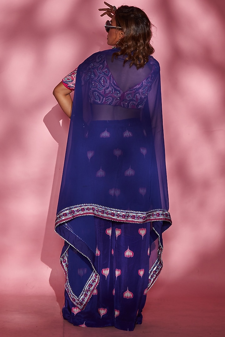 Purple Printed Palazzo Pants by Esha L Amin at Pernia's Pop Up Shop