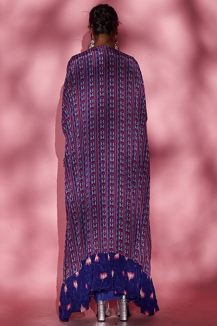 Cobalt Blue Printed Cape by Esha L Amin at Pernia's Pop Up Shop