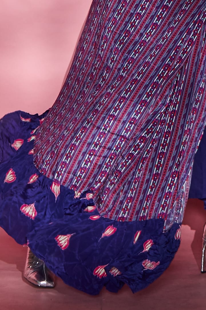 Cobalt Blue Printed Cape by Esha L Amin at Pernia's Pop Up Shop