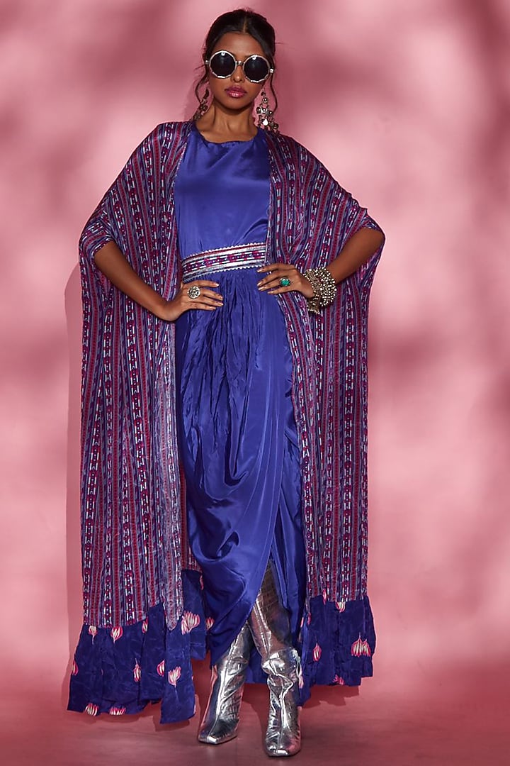 Purple French Crepe Maxi Vacation Dress by Esha L Amin at Pernia's Pop Up Shop