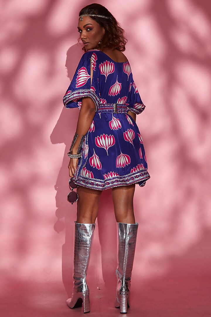 Purple Viscose Crepe Kaftan Vacation Dress by Esha L Amin at Pernia's Pop Up Shop