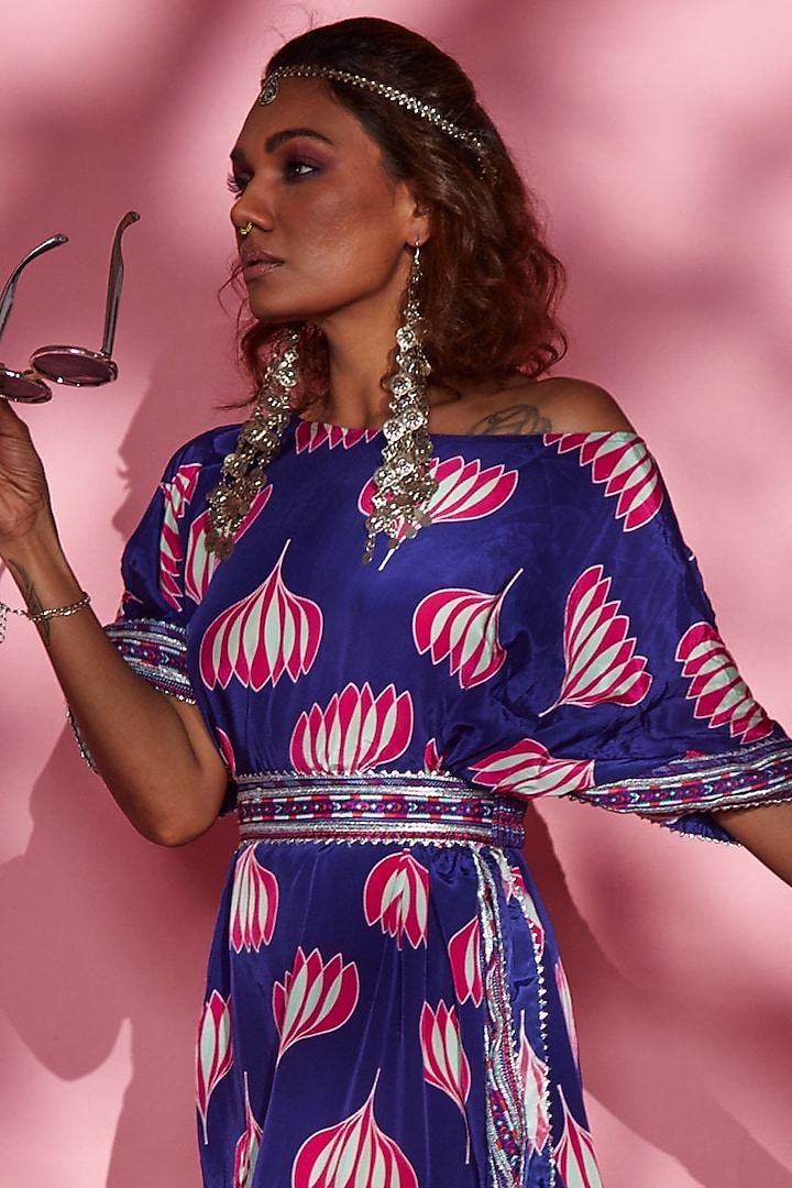 Purple Viscose Crepe Kaftan Vacation Dress by Esha L Amin at Pernia's Pop Up Shop