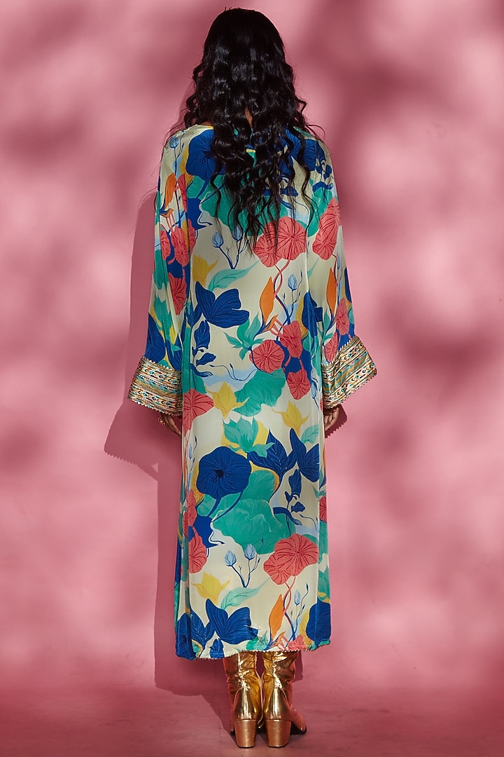 Blue Silk Crepe Kurta by Esha L Amin at Pernia's Pop Up Shop