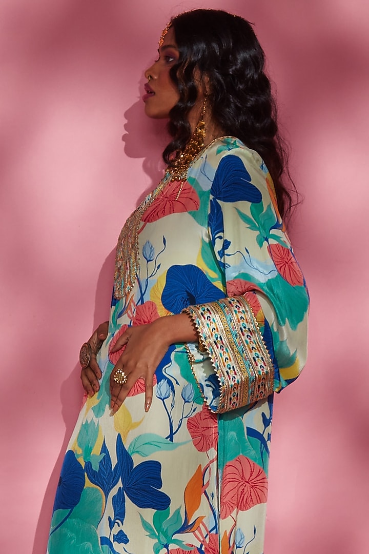 Blue Silk Crepe Kurta by Esha L Amin at Pernia's Pop Up Shop