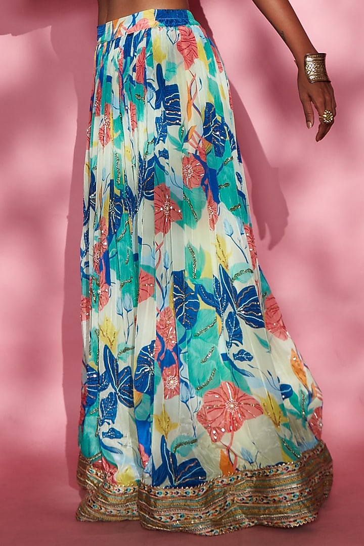 Blue Modal Satin Wedding Lehenga Set by Esha L Amin at Pernia's Pop Up Shop