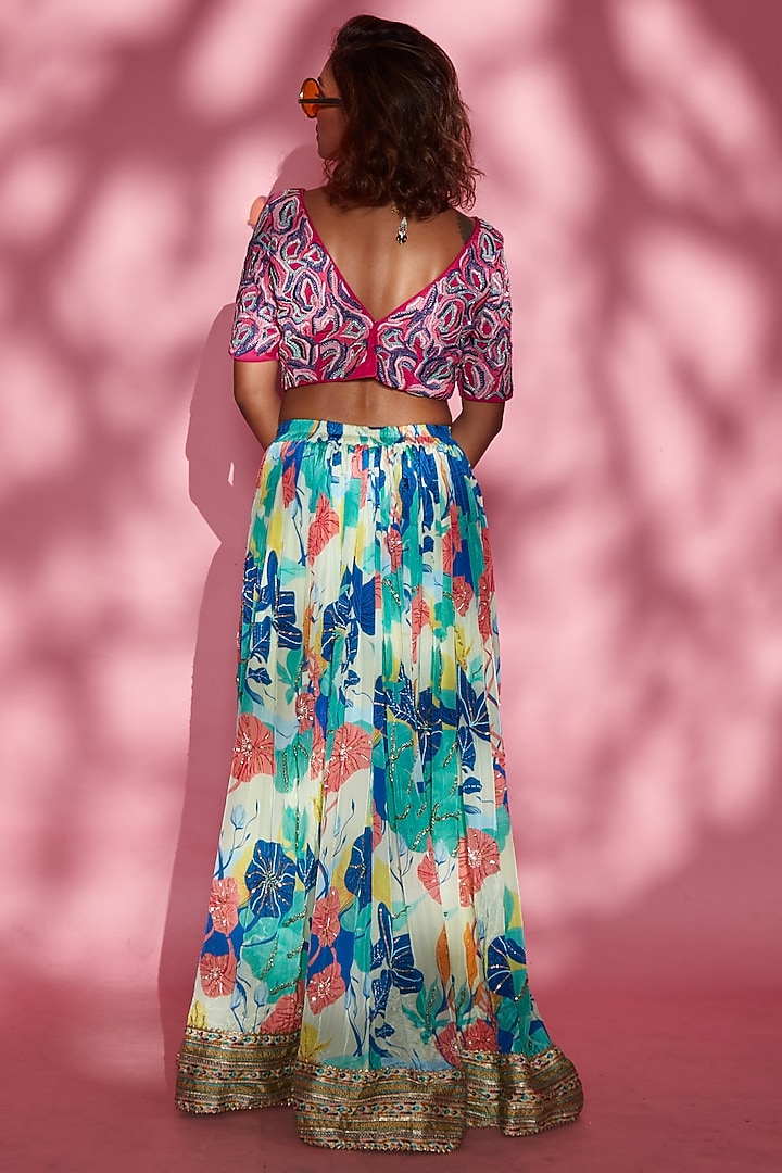 Pink & Purple Butter Crepe Blouse by Esha L Amin at Pernia's Pop Up Shop