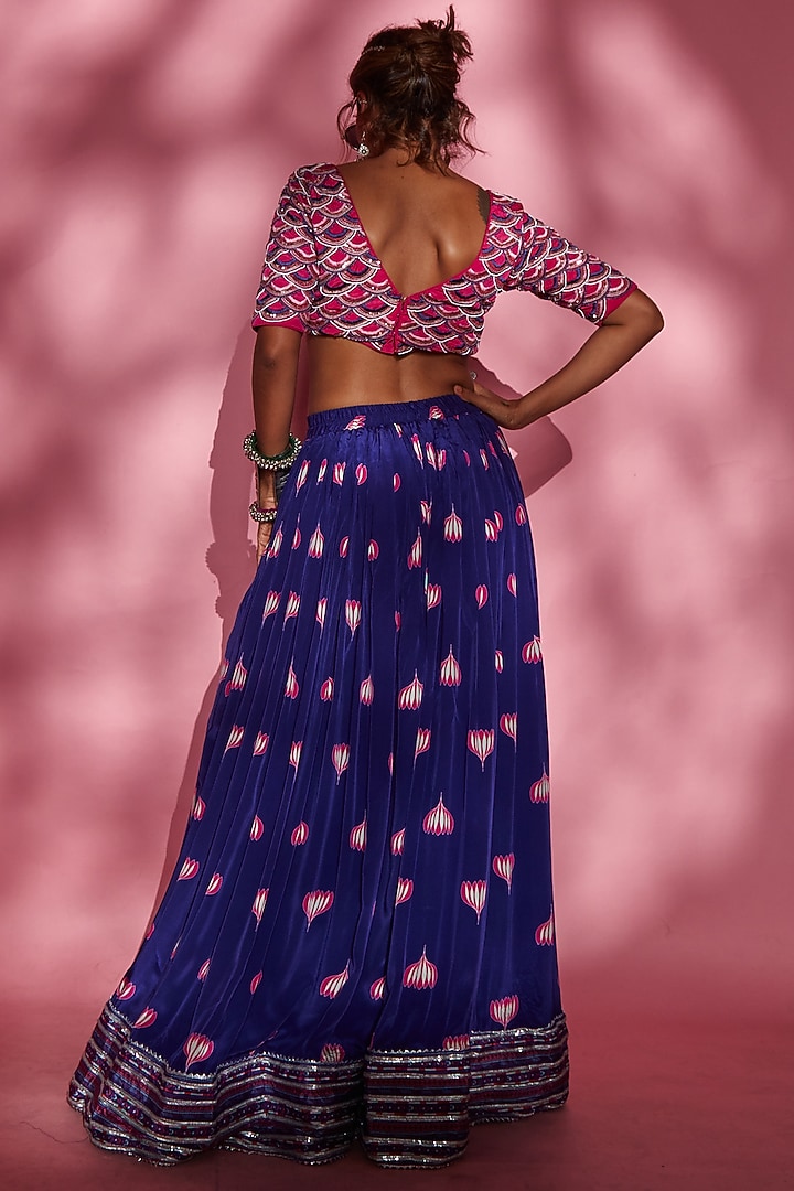 Purple Printed Wedding Lehenga Set by Esha L Amin at Pernia's Pop Up Shop