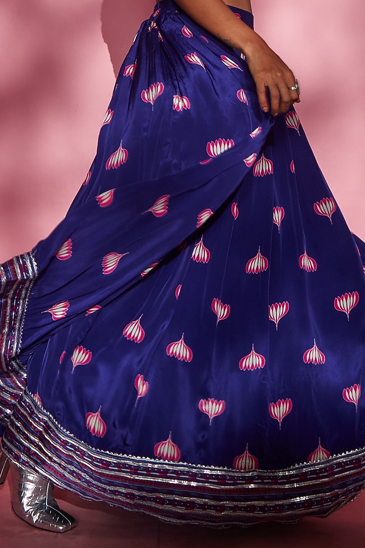 Purple Printed Wedding Lehenga Set by Esha L Amin at Pernia's Pop Up Shop