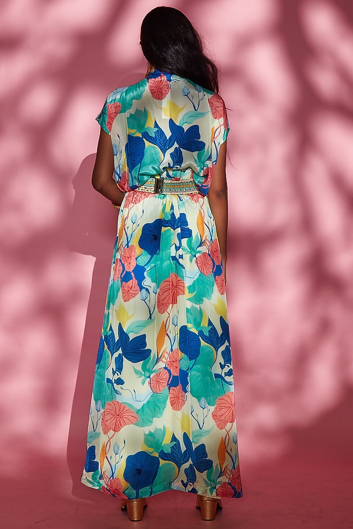 Blue Silk Crepe Skirt by Esha L Amin at Pernia's Pop Up Shop