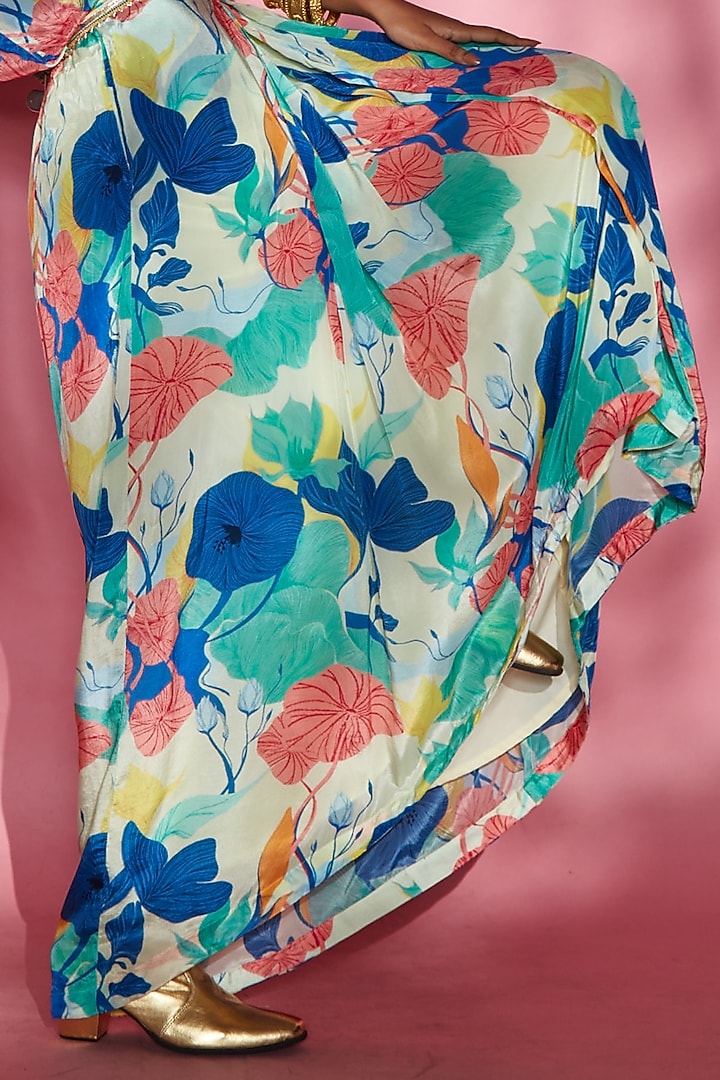 Blue Silk Crepe Skirt by Esha L Amin at Pernia's Pop Up Shop