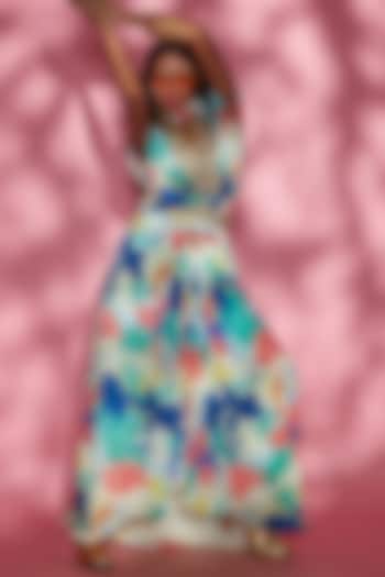 Blue Silk Crepe Top by Esha L Amin at Pernia's Pop Up Shop