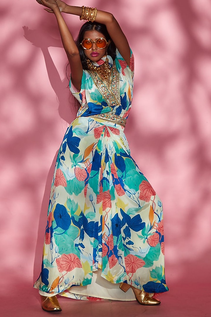 Blue Silk Crepe Top by Esha L Amin at Pernia's Pop Up Shop