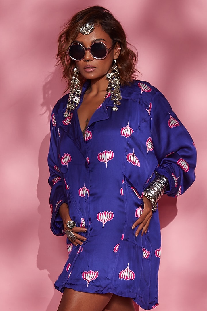 Purple Silk Crepe Blazer by Esha L Amin at Pernia's Pop Up Shop