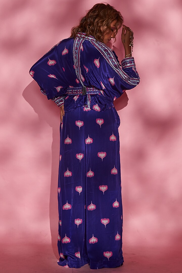 Purple Printed Oversized Shirt by Esha L Amin at Pernia's Pop Up Shop