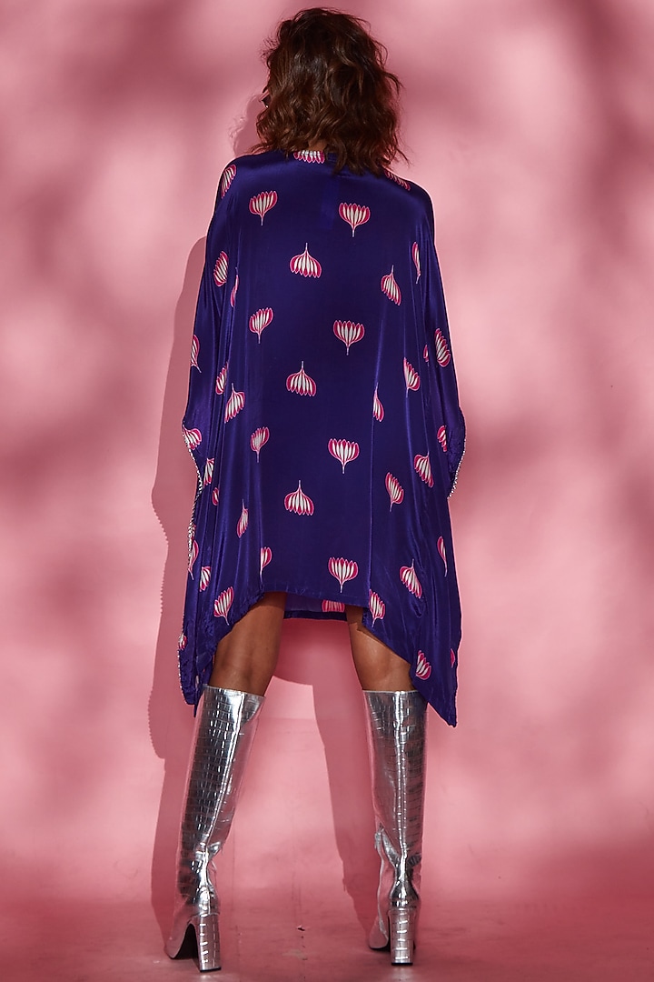 Purple Printed Vacation Shirt Dress by Esha L Amin at Pernia's Pop Up Shop