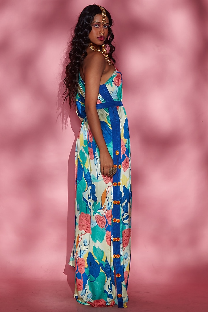 Blue Modal One-Shoulder Kaftan by Esha L Amin at Pernia's Pop Up Shop