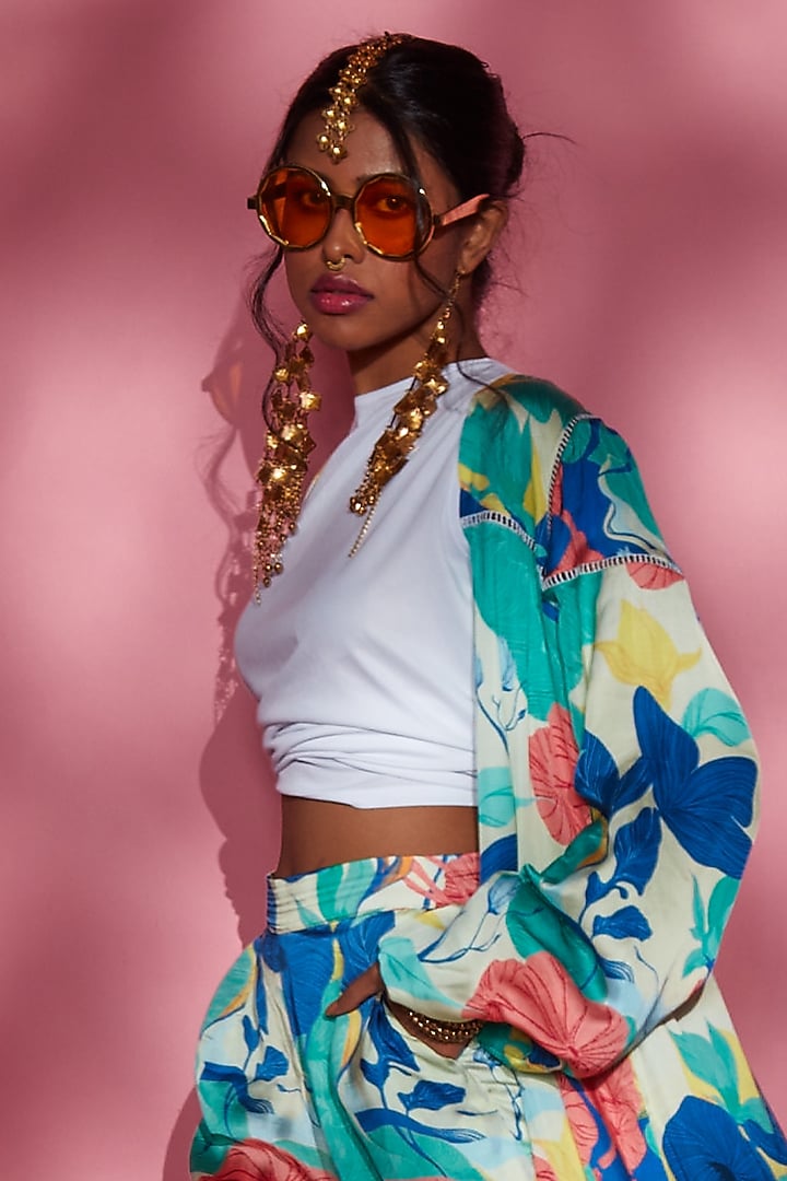 Blue Printed Overlay by Esha L Amin at Pernia's Pop Up Shop