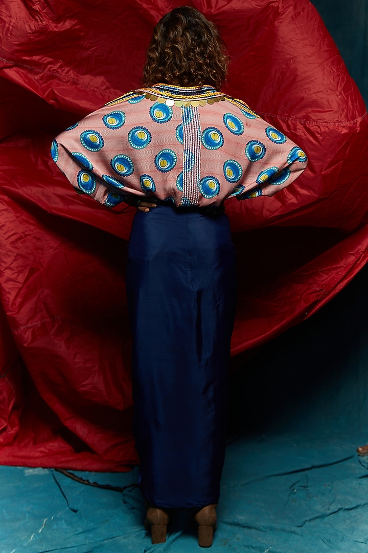 Pink & Blue Silk Crepe Oversized Shirt by Esha L Amin at Pernia's Pop Up Shop