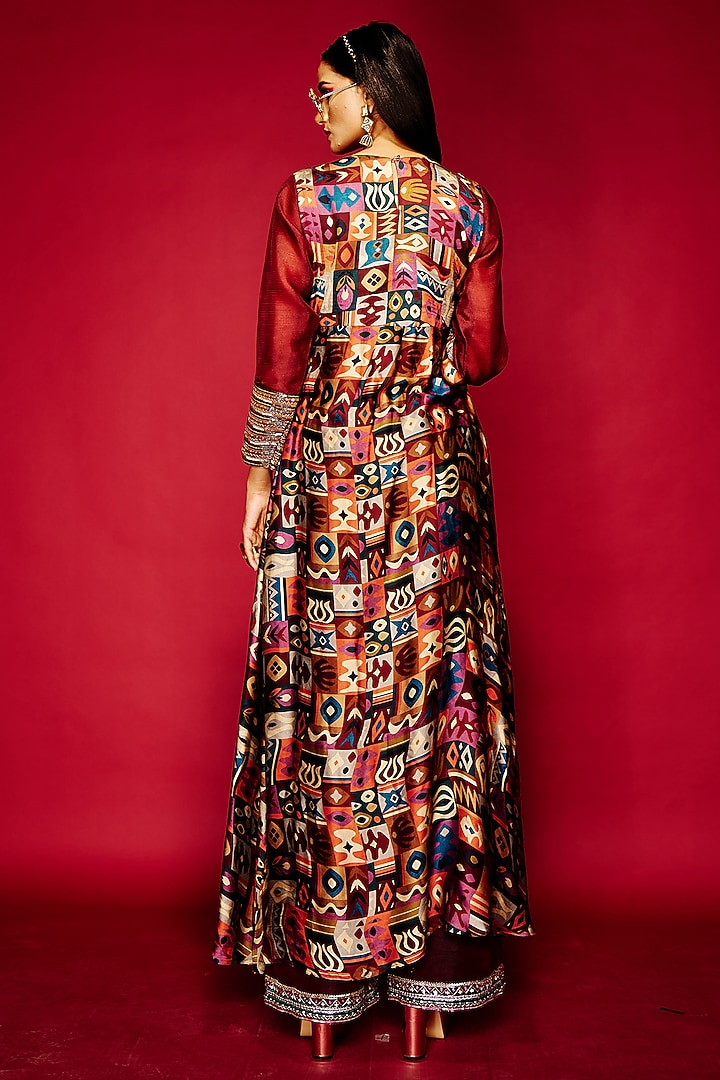 Maroon Modal Satin Tunic by Esha L Amin at Pernia's Pop Up Shop