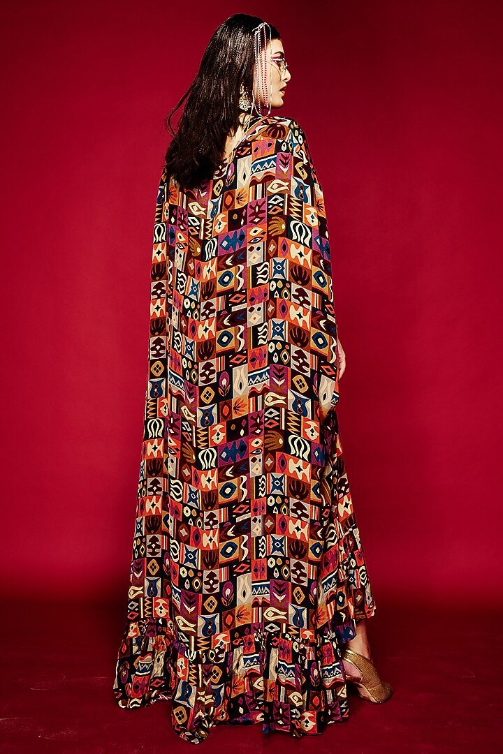 Maroon Viscose Cape by Esha L Amin at Pernia's Pop Up Shop