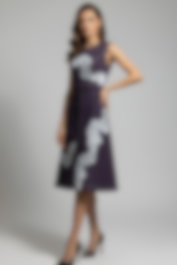 Wine Stretch Denim A-Line Midi Skirt Set by Eshaani Jayaswal at Pernia's Pop Up Shop