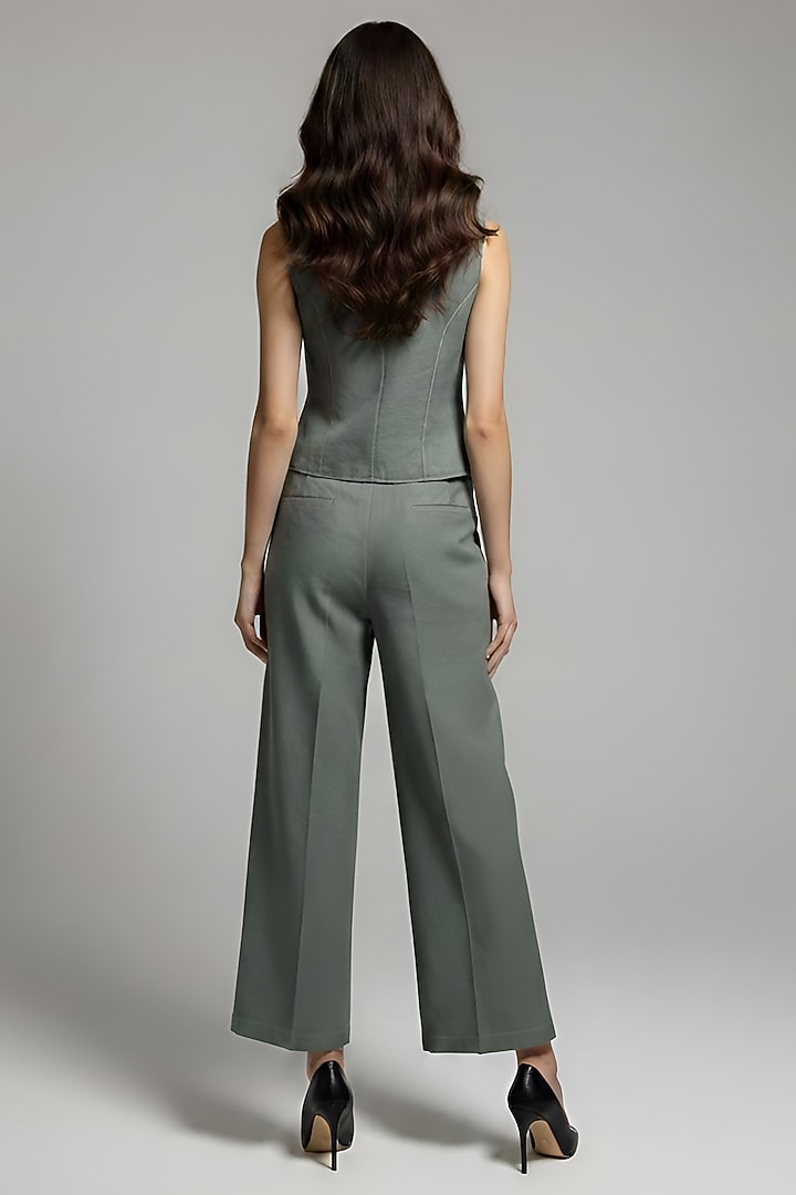Olive Cotton Printed & Embroidered Co-Ord Set by Eshaani Jayaswal at Pernia's Pop Up Shop