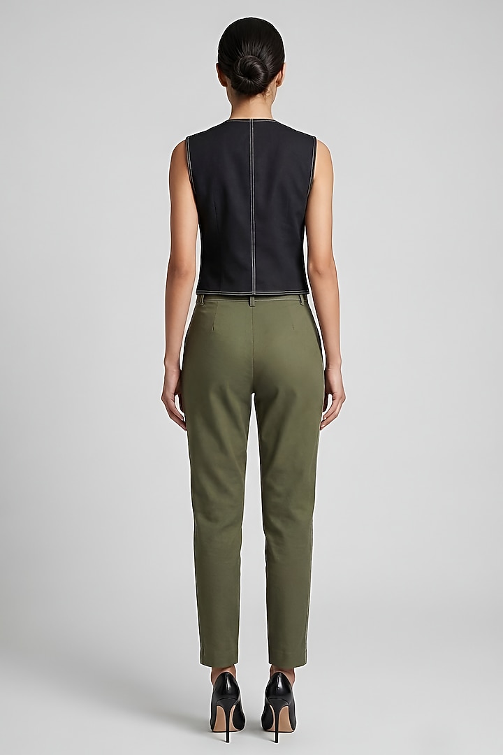 Olive-Black Stretch Denim Co-Ord Set by Eshaani Jayaswal at Pernia's Pop Up Shop