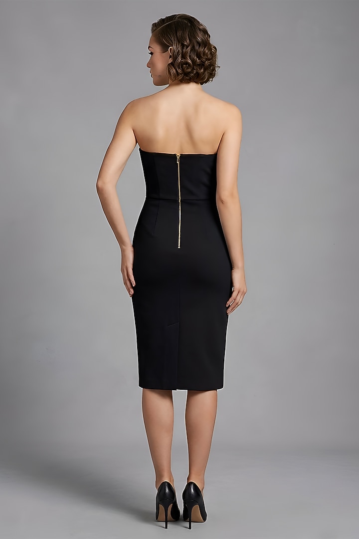 Black Stretch Denim Tube Midi Cocktail Dress by Eshaani Jayaswal at Pernia's Pop Up Shop