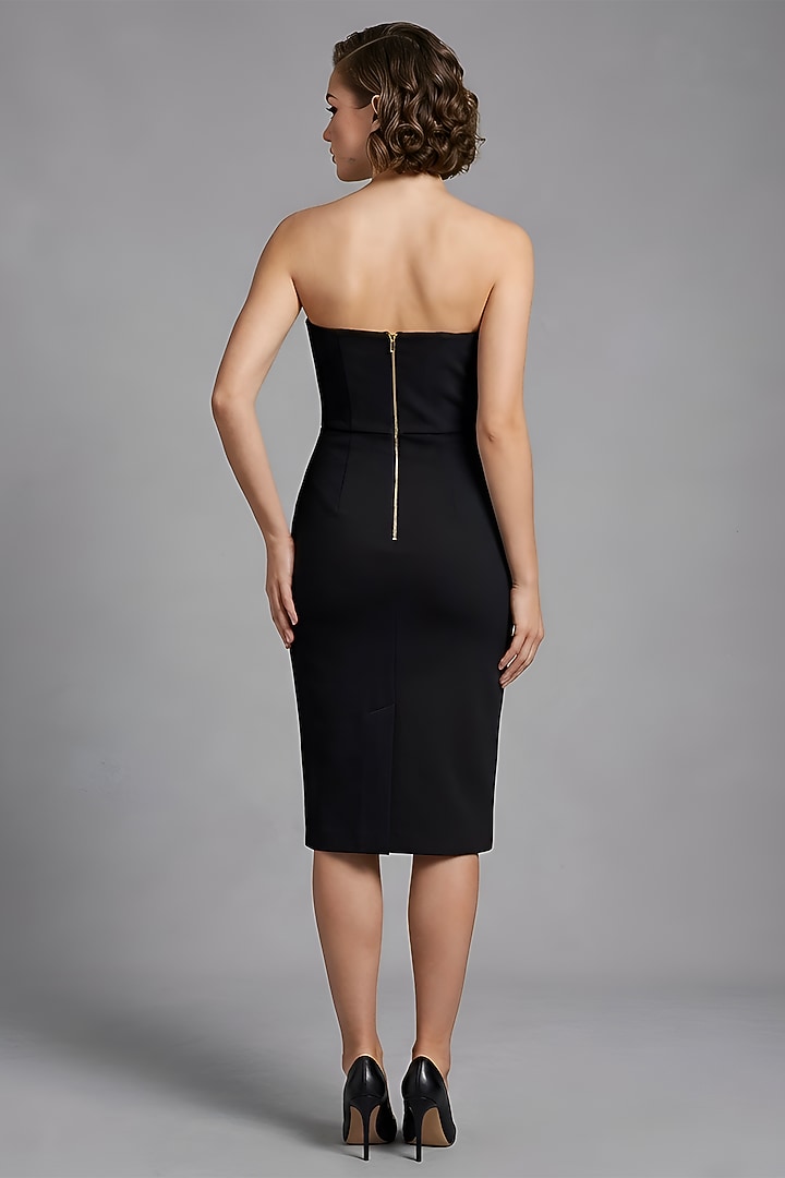 Black & Olive Green Stretch Denim Tube Cocktail Dress by Eshaani Jayaswal at Pernia's Pop Up Shop