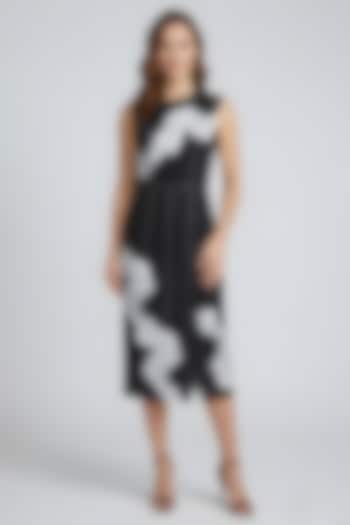 Black Stretch Denim Midi Pencil Cocktail Dress by Eshaani Jayaswal at Pernia's Pop Up Shop