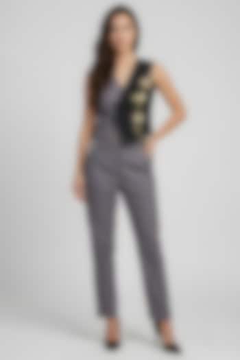 Grey & Black Cotton Waistcoat Set by Eshaani Jayaswal at Pernia's Pop Up Shop